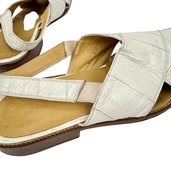 Studio Belvedere White Eel Leather Slingback Sandals 9 Western‎ Hand Made Unique main image 11